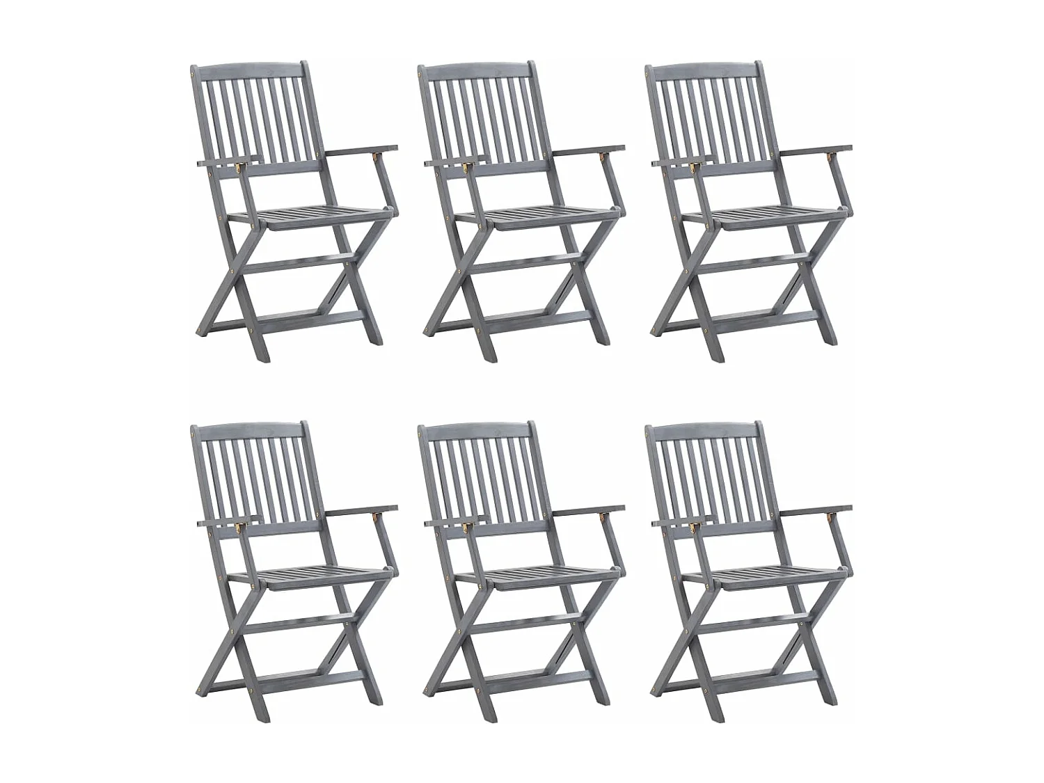 Chaises pliables d'extérieur lot de 6 et coussins Bois d'acacia