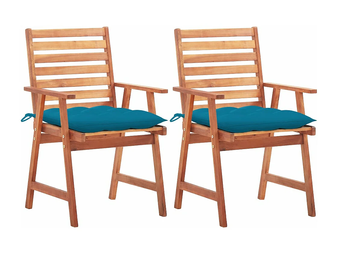 Tuinstoelen 2 st met kussens massief acaciahout