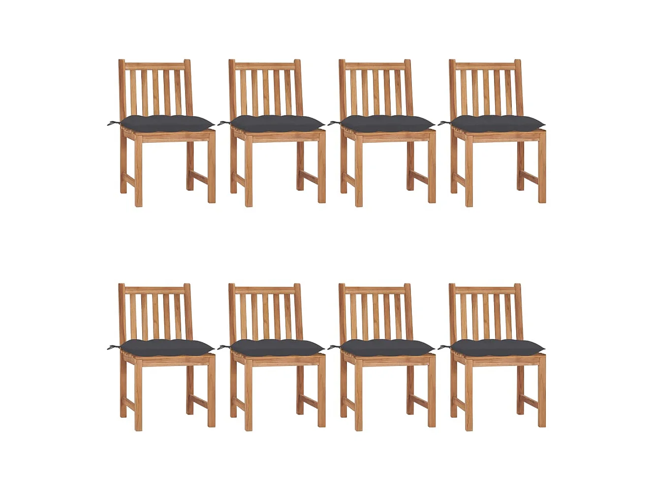 Sedie da Giardino con Cuscini 8 pz in Legno Massello di Teak