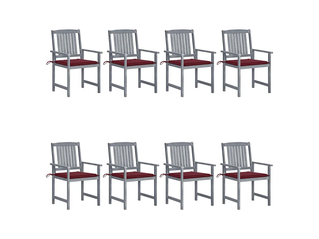 Tuinstoelen 8 st met kussens massief acaciahout grijs