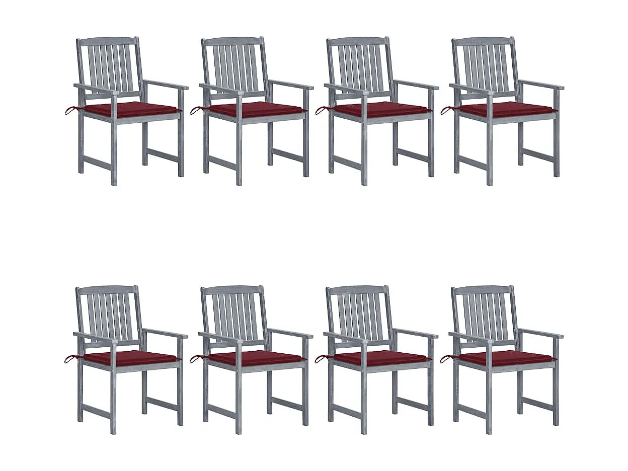 Chaises de jardin et coussins lot de 8 Bois acacia solide Gris