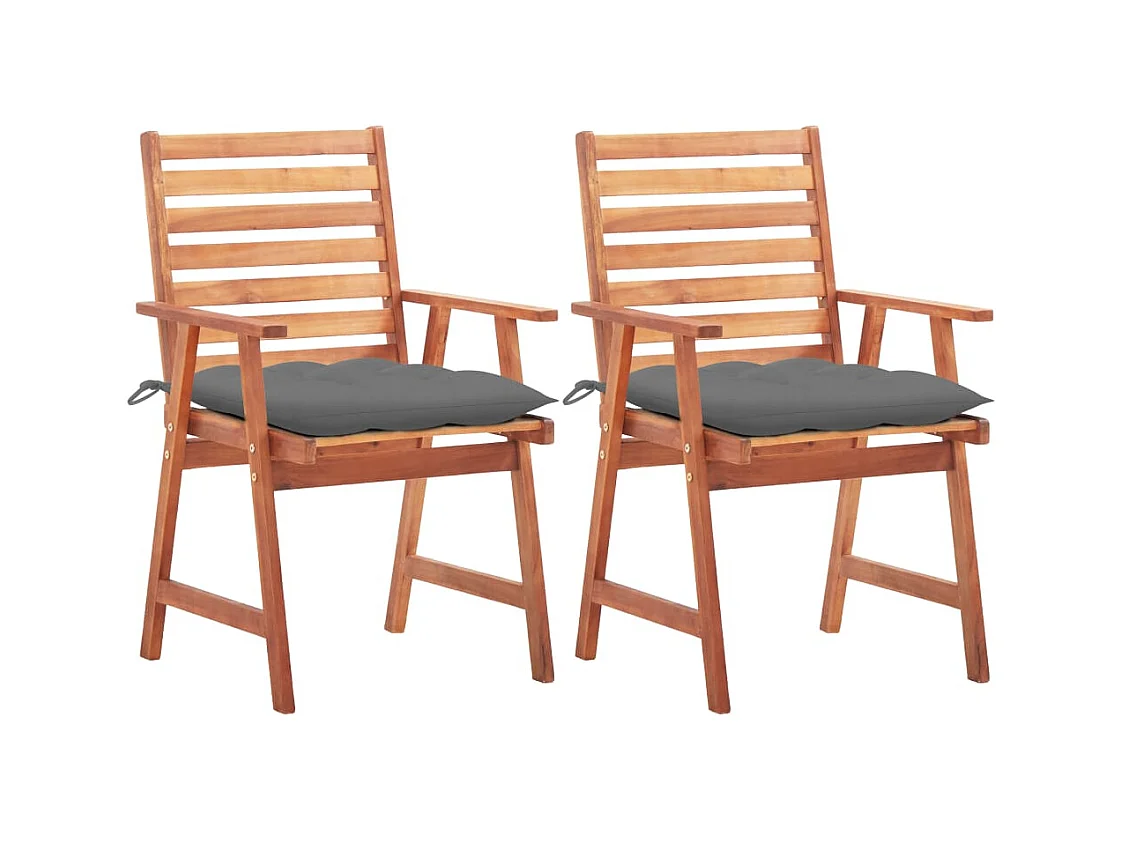 Tuinstoelen 2 st met kussens massief acaciahout