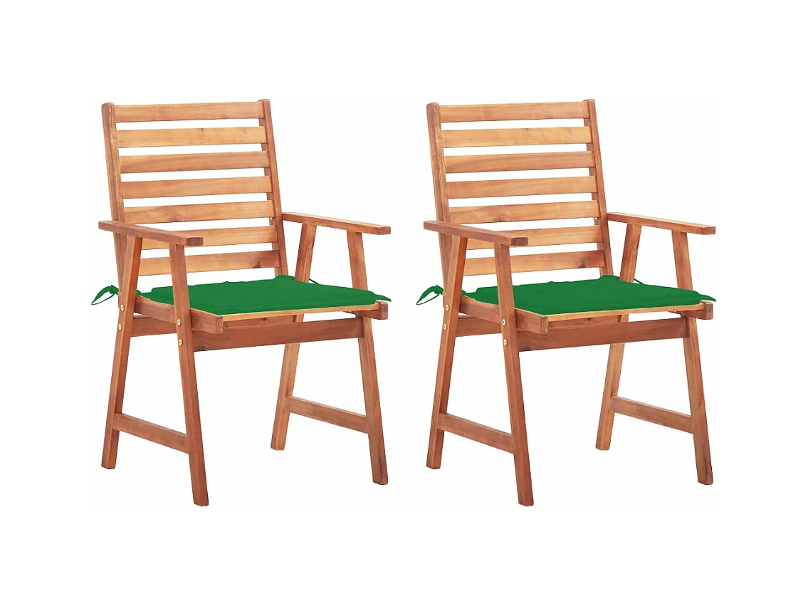 Chaises à manger d'extérieur lot de 2 et coussins Acacia massif