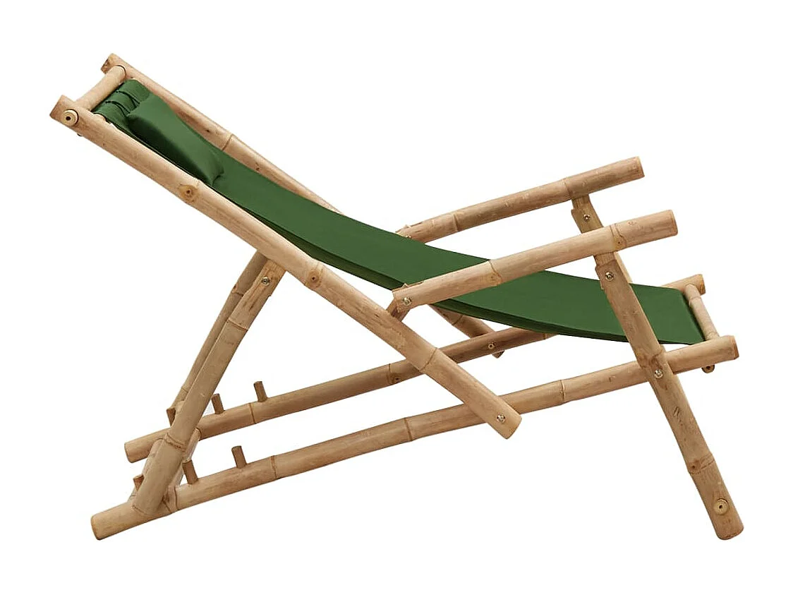 Terrasstoel bamboe en canvas groen