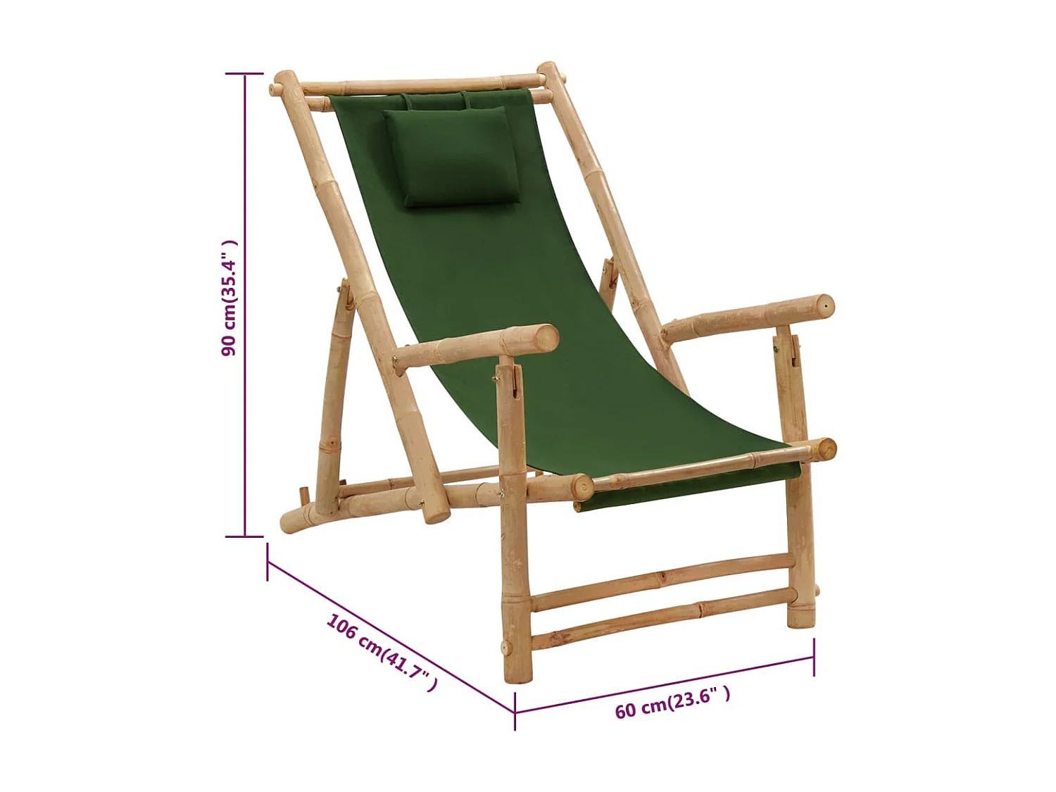 Terrasstoel bamboe en canvas groen