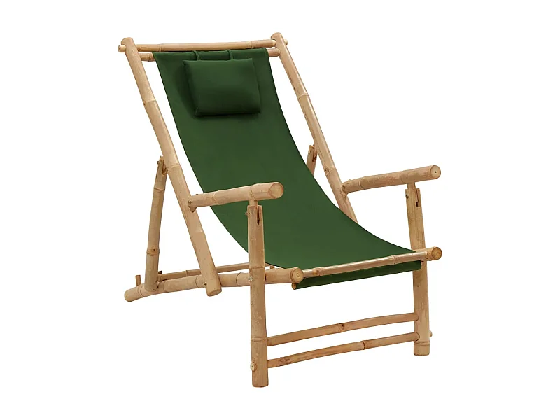 Chaise de terrasse Bambou et toile Vert