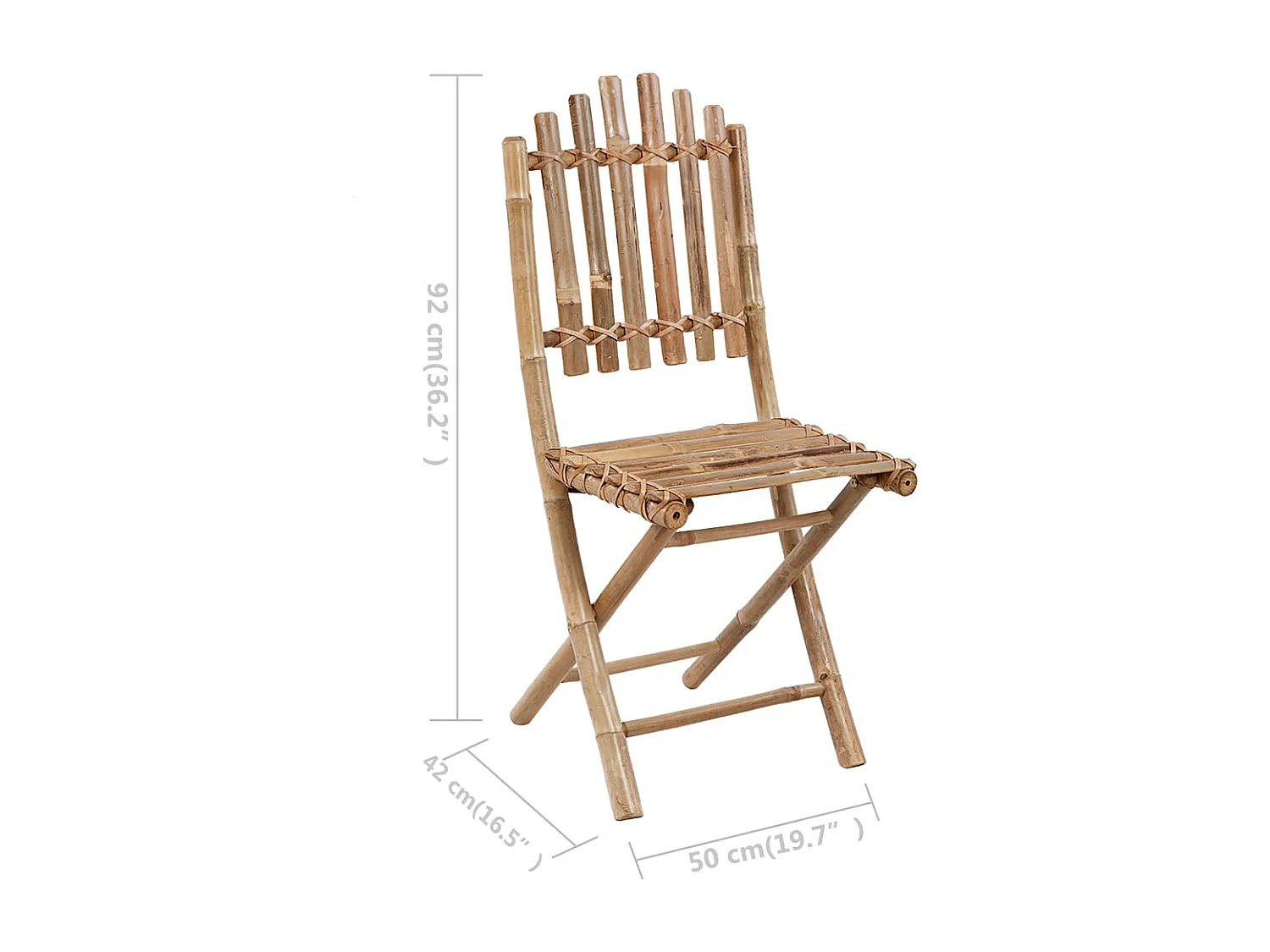 Sedie da Giardino Pieghevoli 2 pz con Cuscini in Bambù