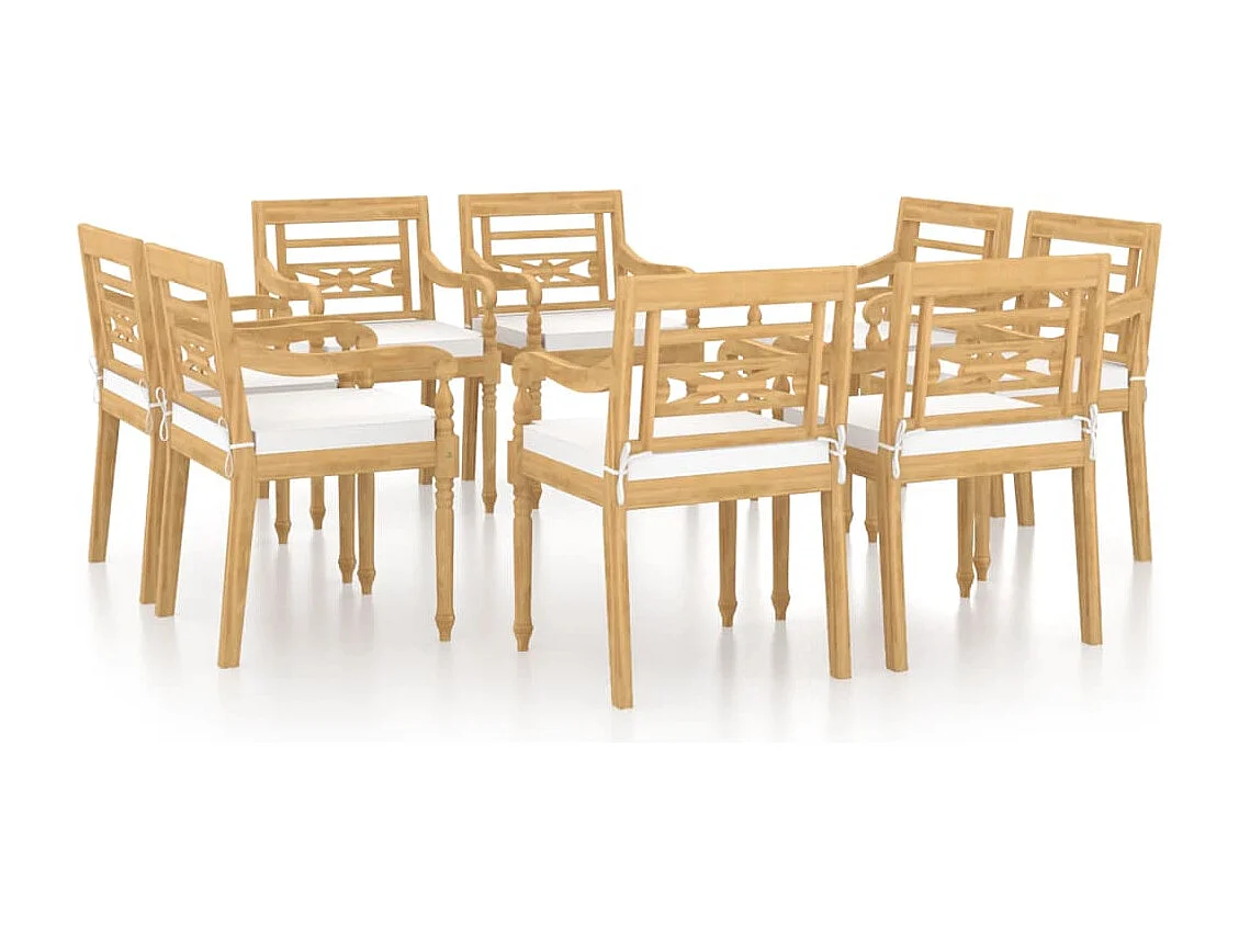 Cadeiras Batávia com almofadões 8 pcs madeira de teca maciça