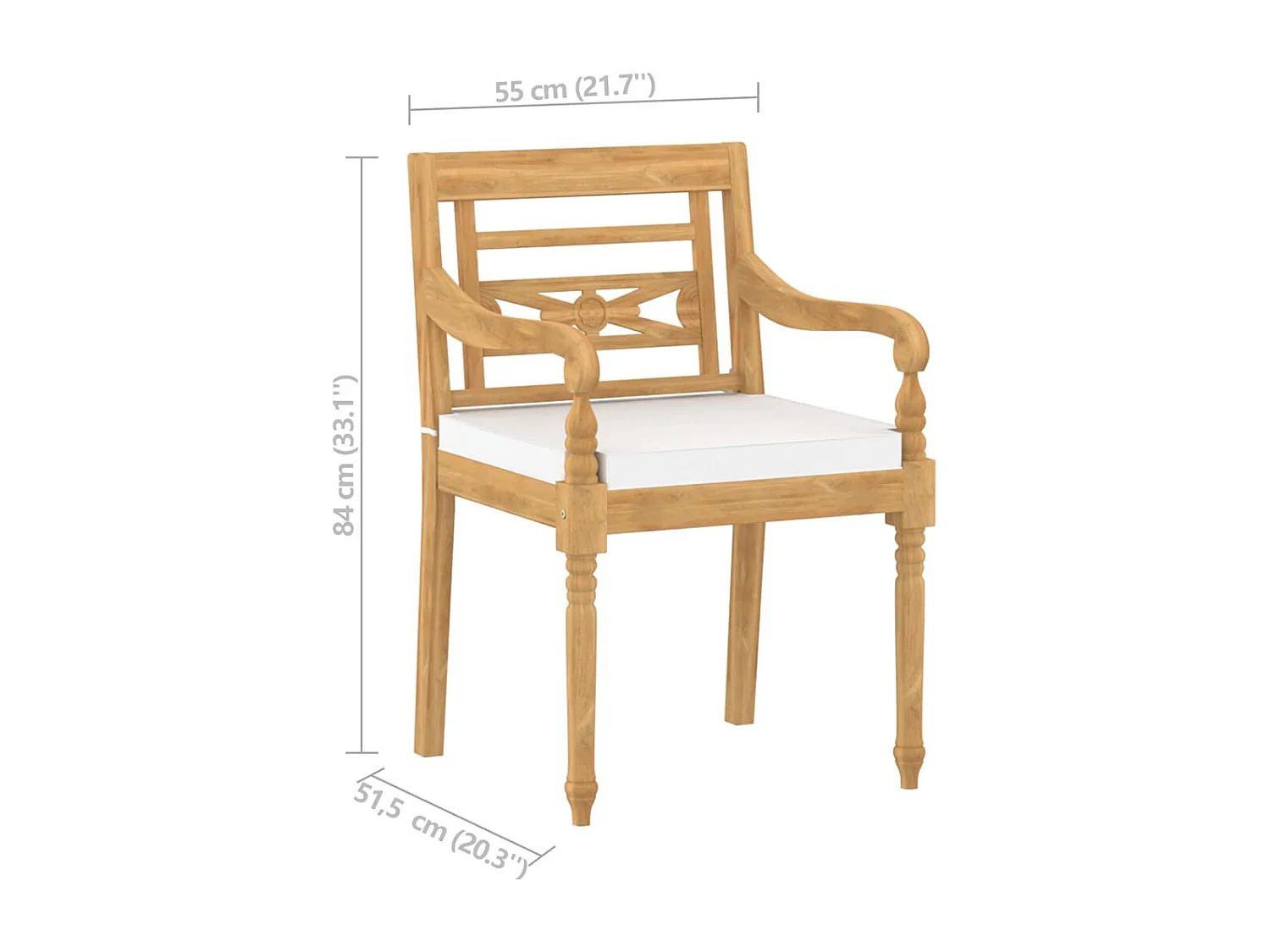 Cadeiras Batávia com almofadões 8 pcs madeira de teca maciça