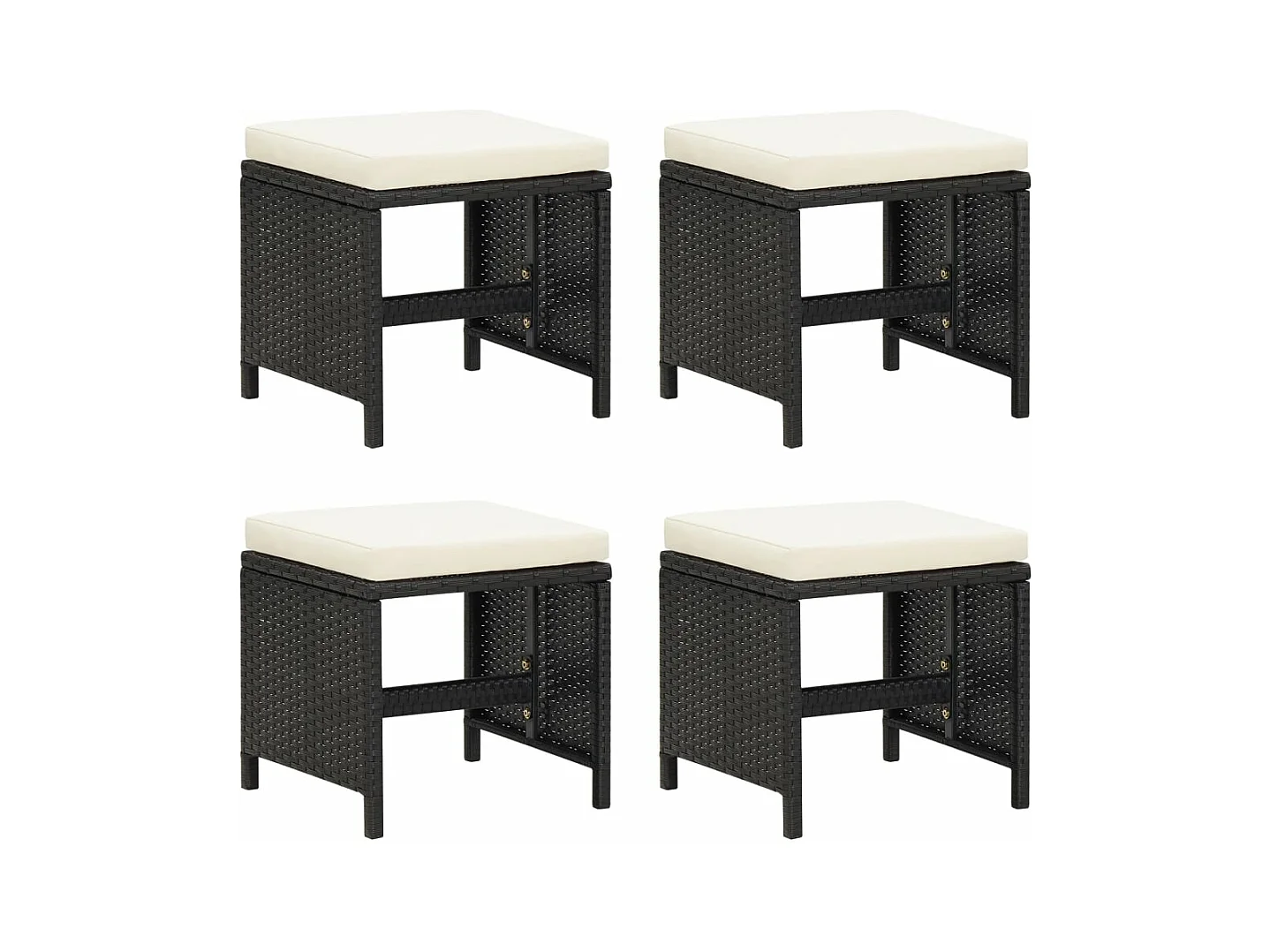 Gartenhocker 4 Stk. mit Sitzkissen Poly Rattan Schwarz