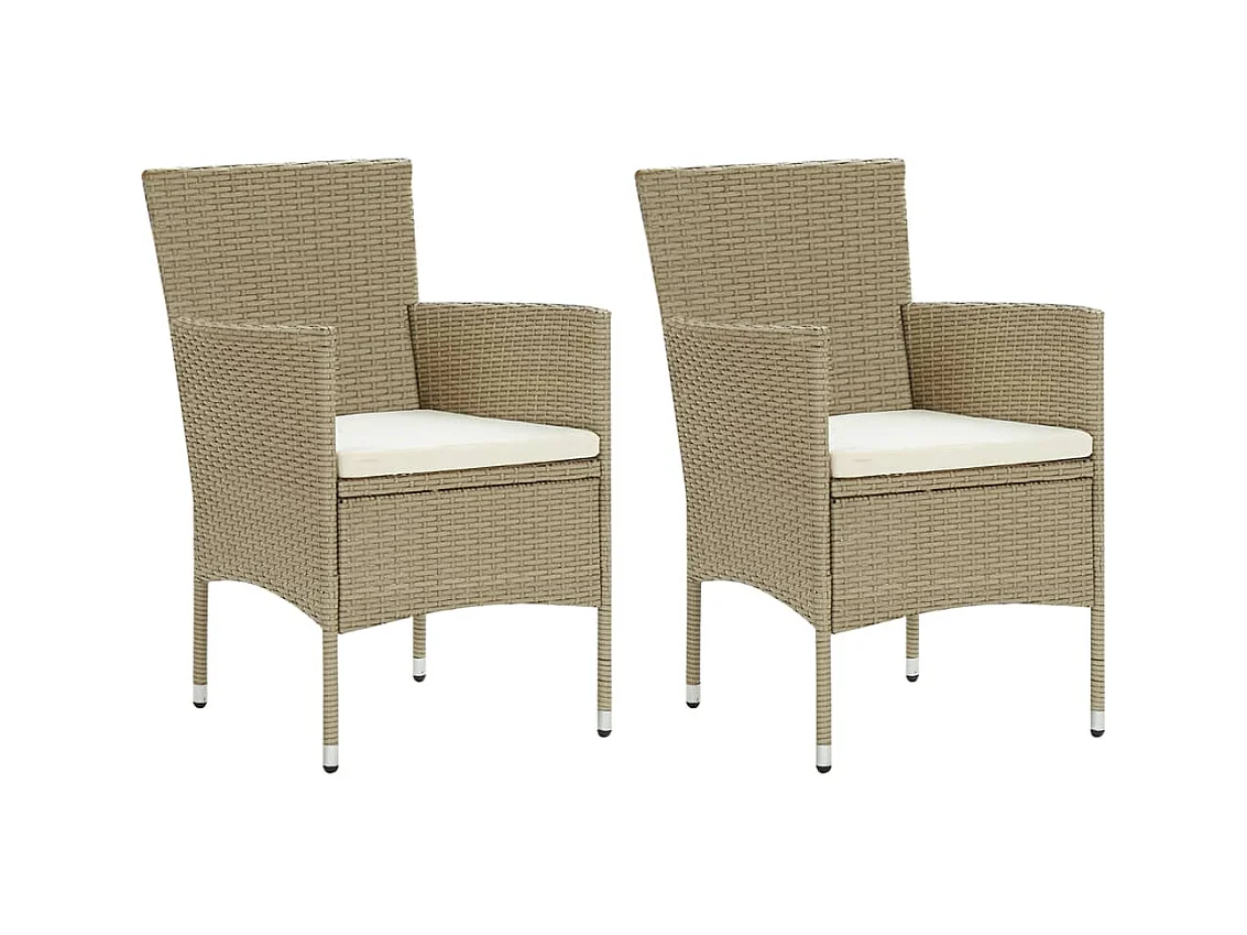 Chaises manger de jardin lot de 2 Résine tressée Beige