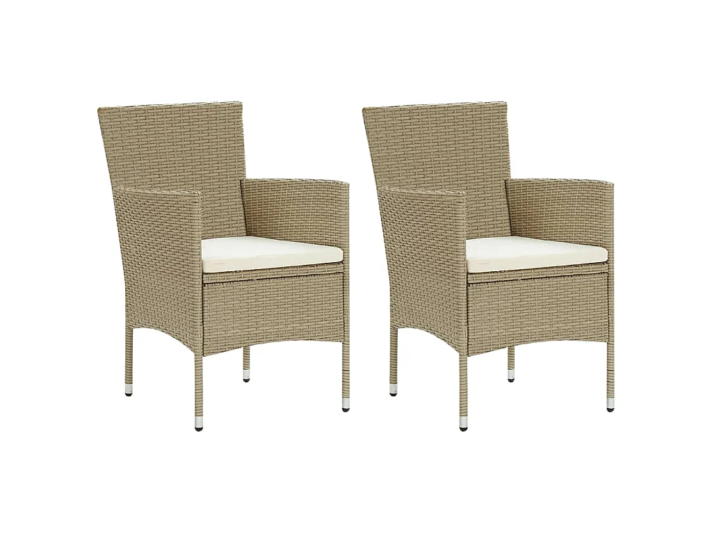 Chaises manger de jardin lot de 2 Résine tressée Beige