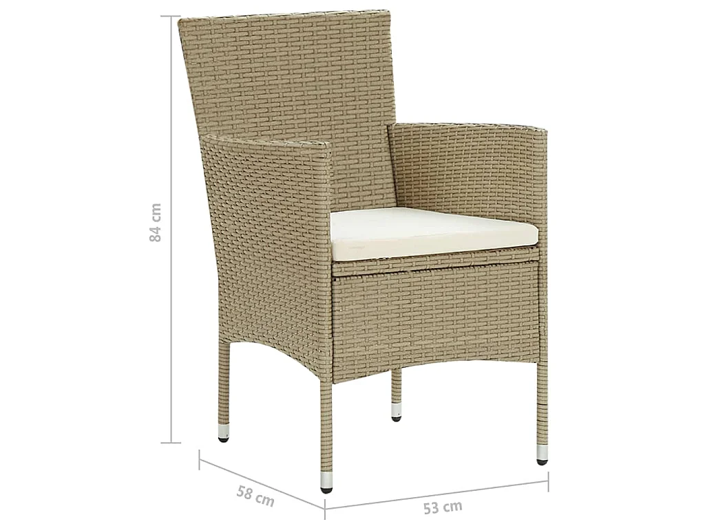 Chaises manger de jardin lot de 2 Résine tressée Beige