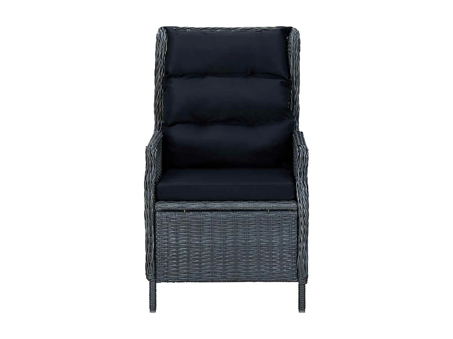 Chaise inclinable de jardin coussins Résine tressée Gris foncé