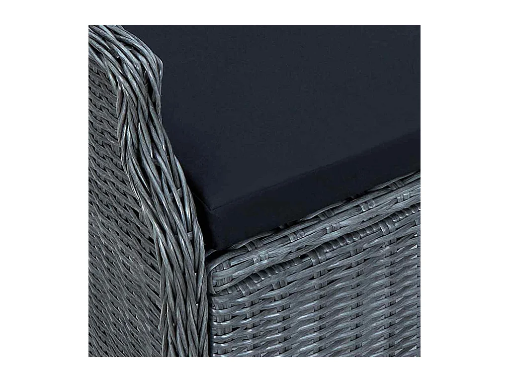 Chaise inclinable de jardin coussins Résine tressée Gris foncé