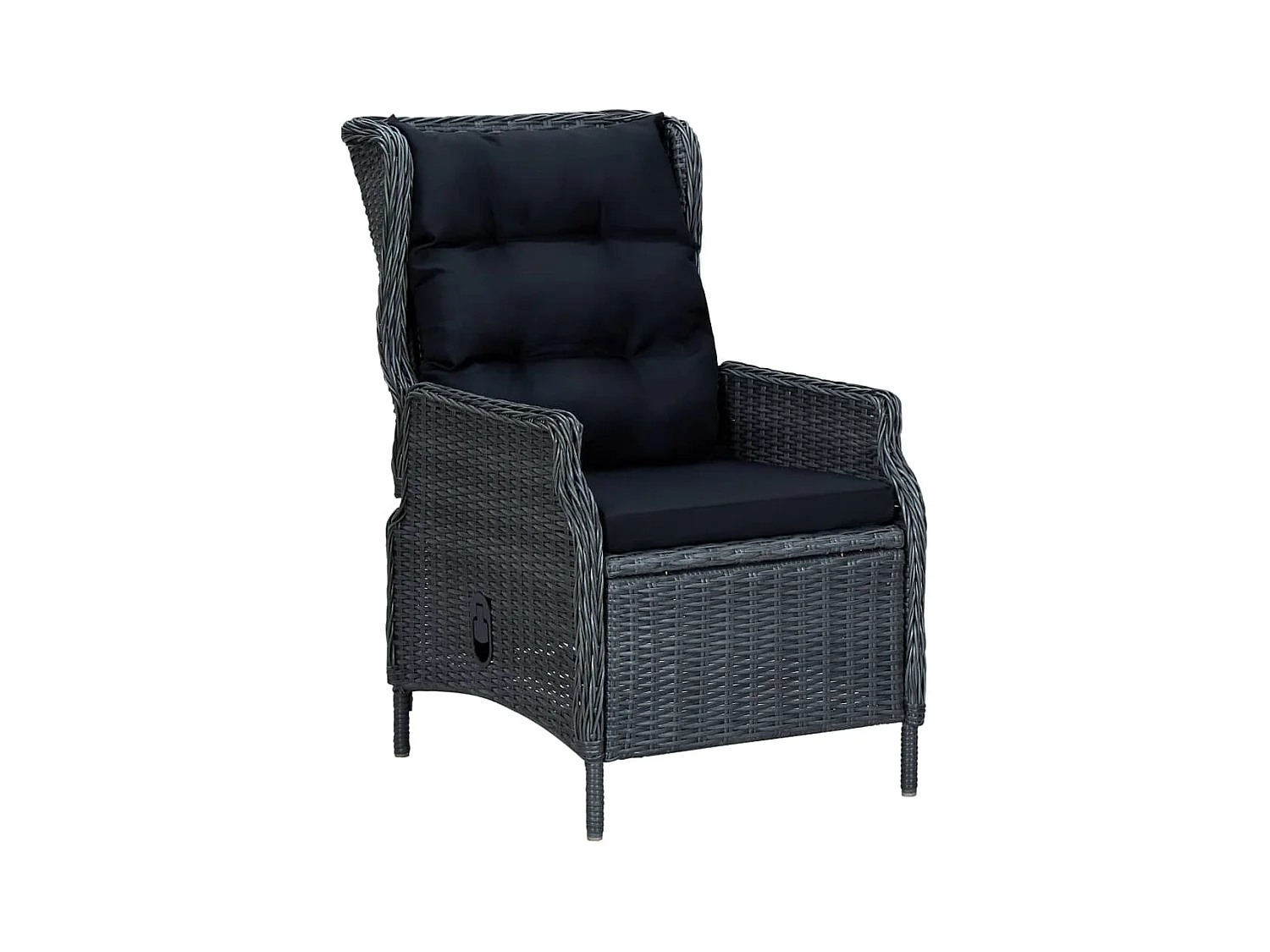 Chaise inclinable de jardin coussins Résine tressée Gris foncé