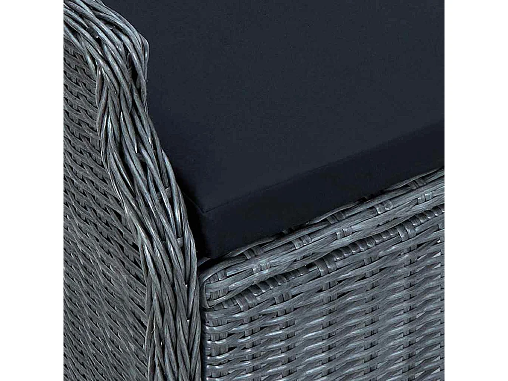 Chaise inclinable de jardin coussins Résine tressée Gris foncé