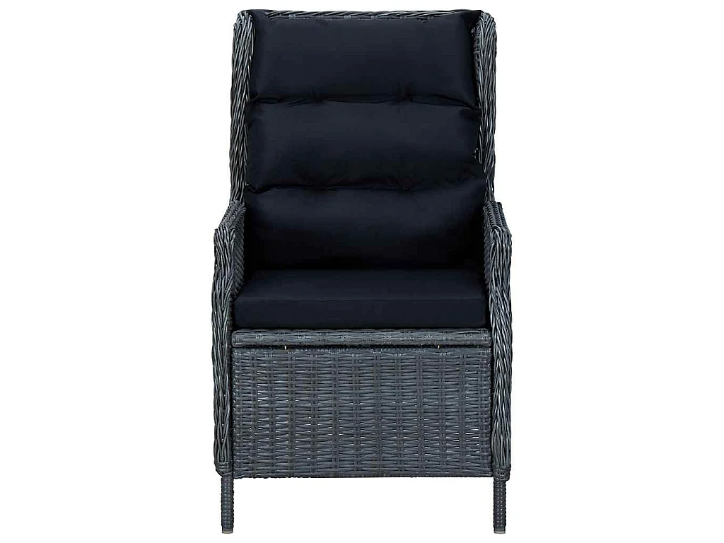 Sedia da Giardino Reclinabile e Cuscino Polyrattan Grigio Scuro
