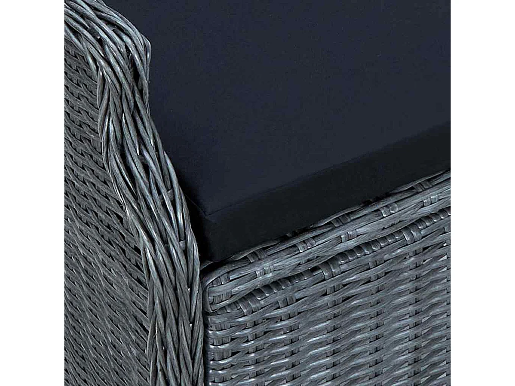 Sedia da Giardino Reclinabile e Cuscino Polyrattan Grigio Scuro
