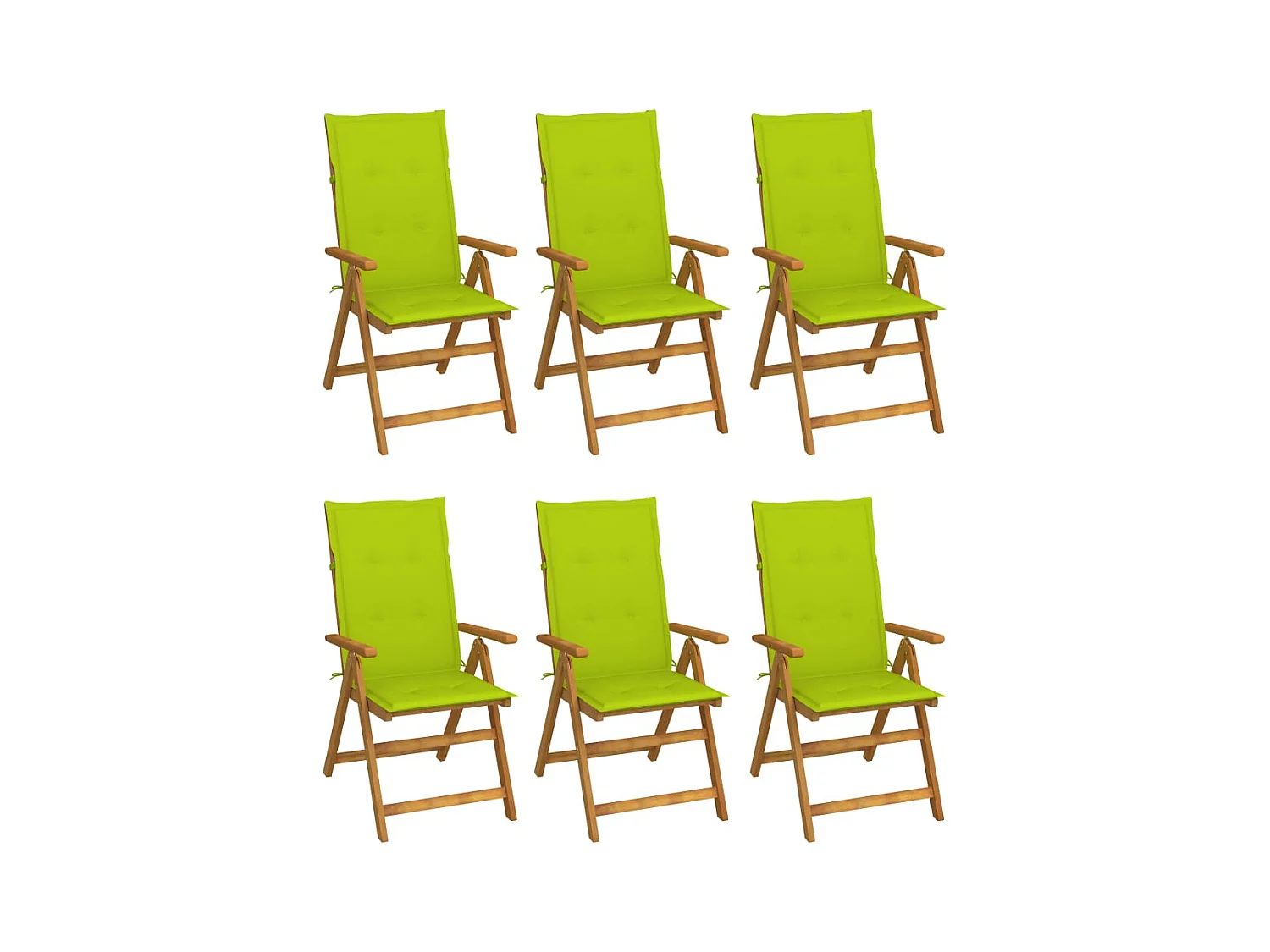 Chaises pliables de jardin lot de 6 avec coussins Bois d'acacia