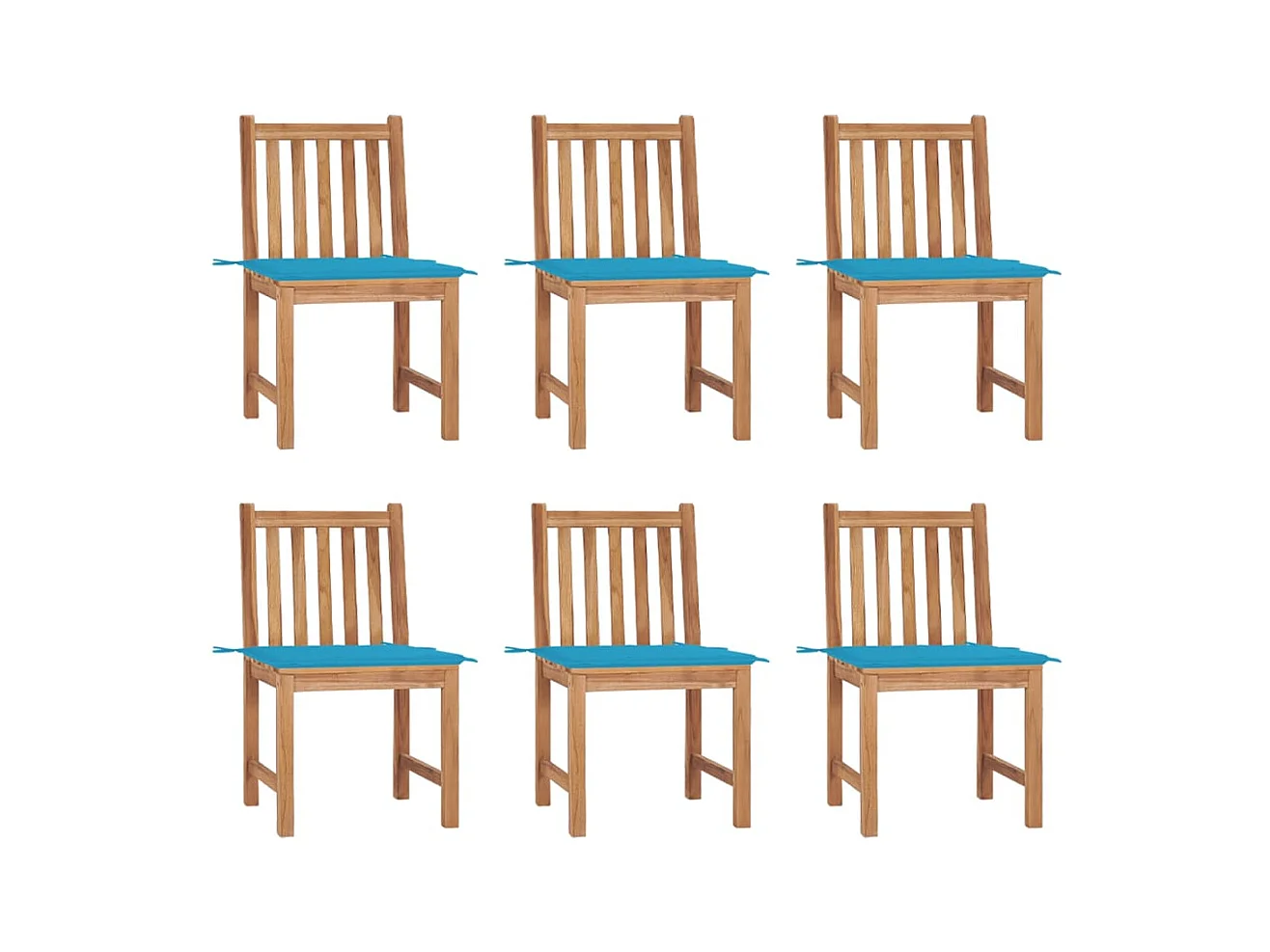 Chaises de jardin lot de 6 avec coussins Bois de teck massif