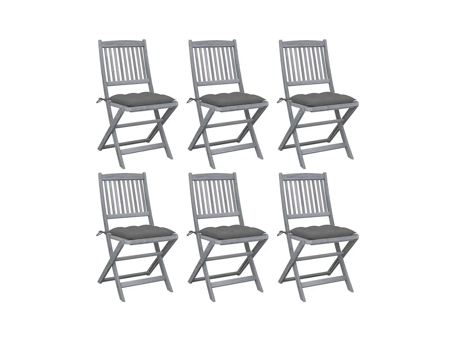 Chaises pliables d'extérieur lot de 6 et coussins Bois d'acacia