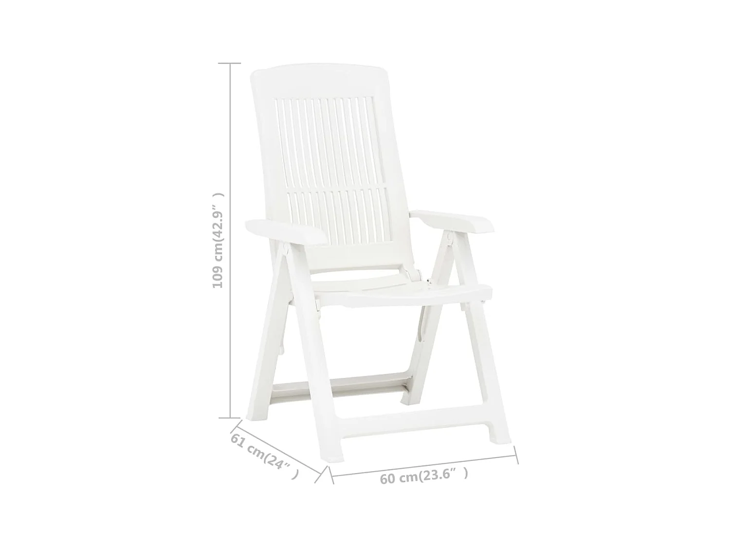 Tuinstoelen 2 st verstelbaar kunststof wit