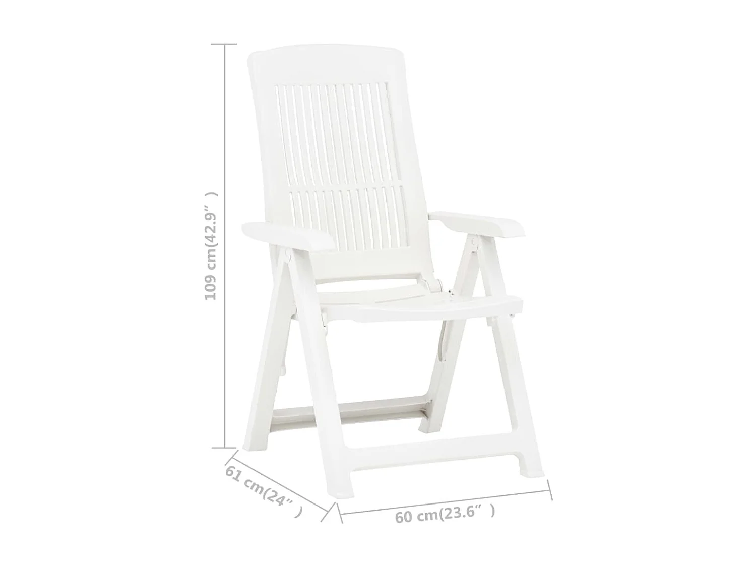 Cadeiras de jardim reclináveis 2 pcs plástico branco