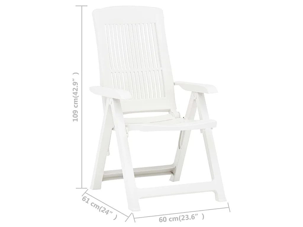 Chaises inclinables de jardin lot de 2 Plastique Blanc