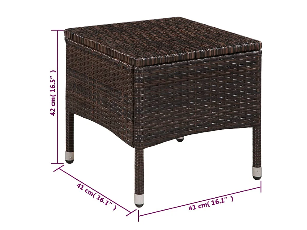 Sedia da Esterno con Sgabello e Cuscini in Polyrattan Marrone