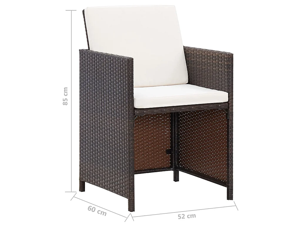 Jeu de chaise et tabouret de jardin 4 pcs Résine tressée Marron