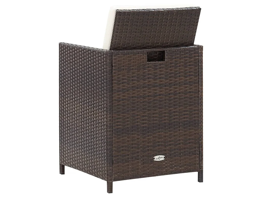 Jeu de chaise et tabouret de jardin 4 pcs Résine tressée Marron