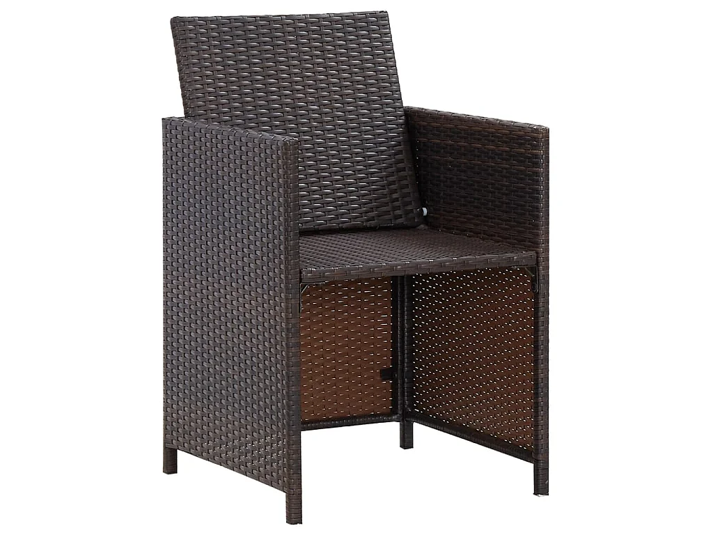 Jeu de chaise et tabouret de jardin 4 pcs Résine tressée Marron