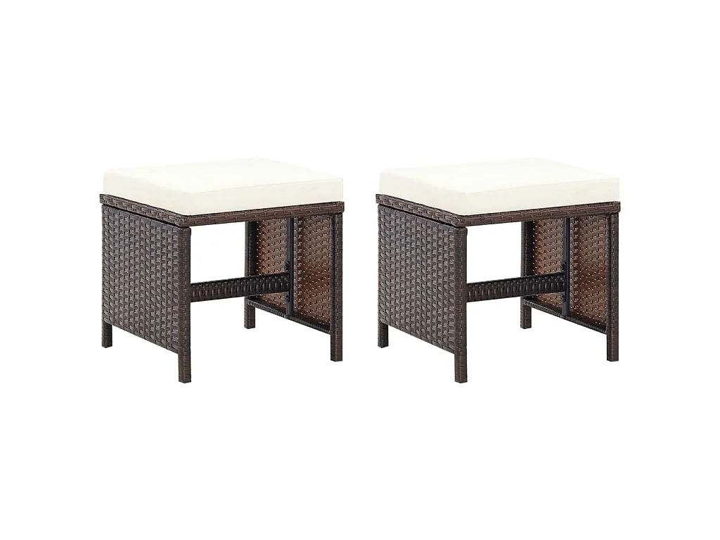 Jeu de chaise et tabouret de jardin 4 pcs Résine tressée Marron