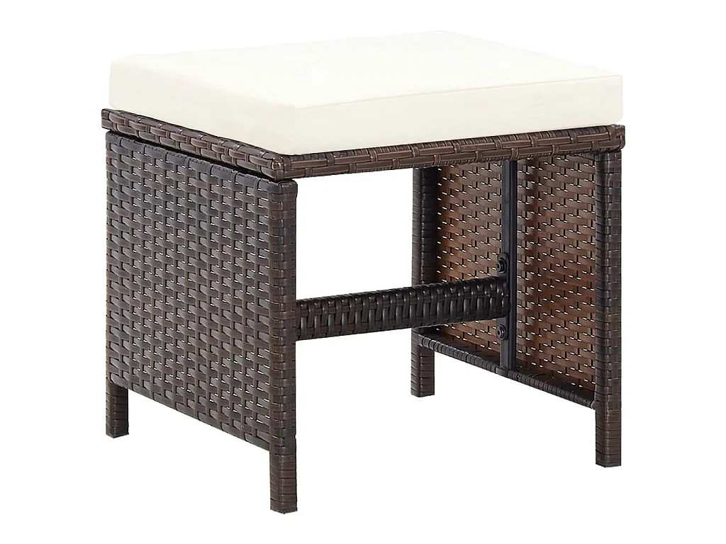 Jeu de chaise et tabouret de jardin 4 pcs Résine tressée Marron