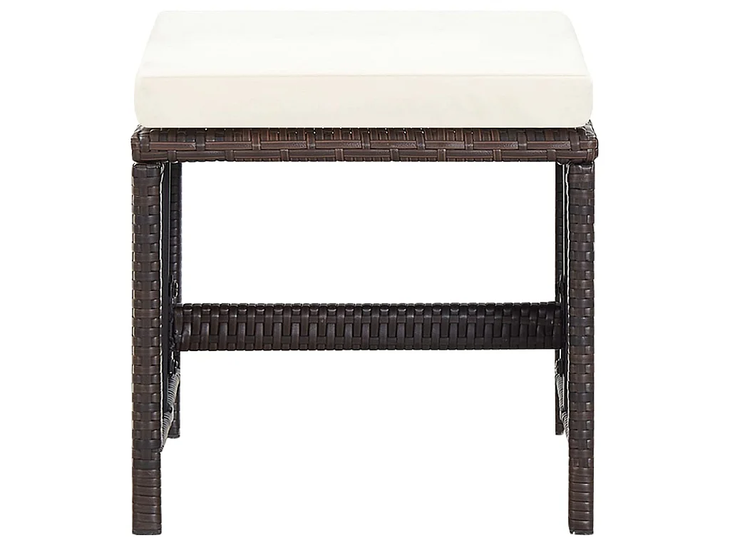Jeu de chaise et tabouret de jardin 4 pcs Résine tressée Marron