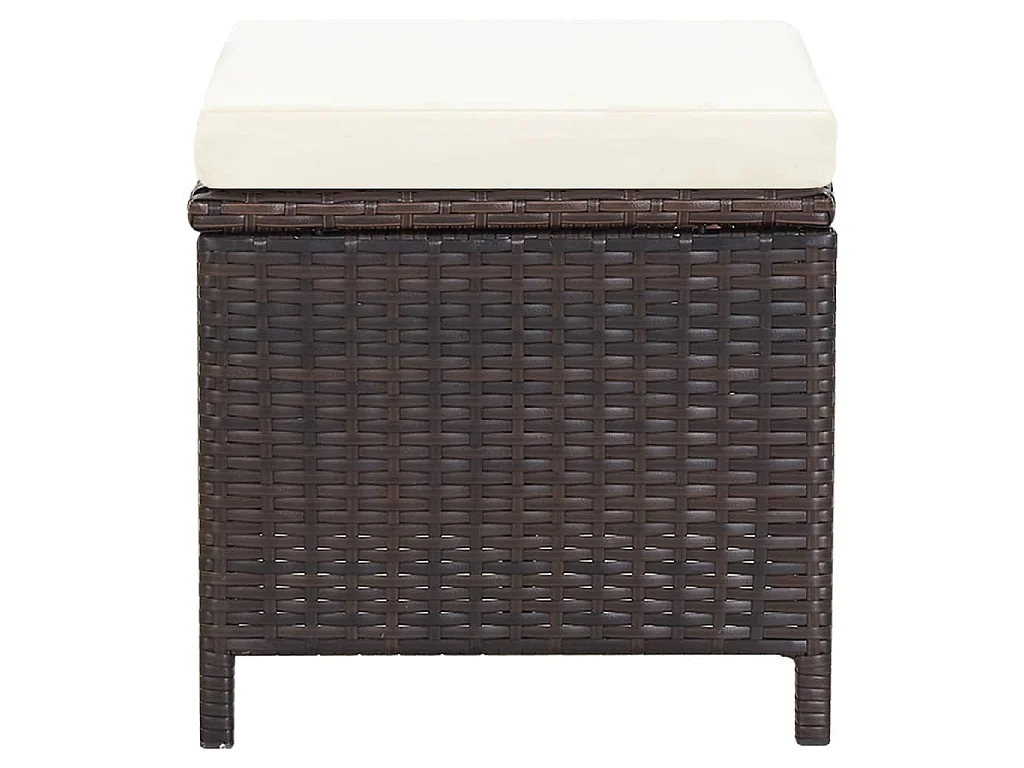 Jeu de chaise et tabouret de jardin 4 pcs Résine tressée Marron