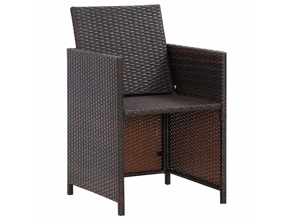 Jeu de chaise et tabouret de jardin 4 pcs Résine tressée Marron