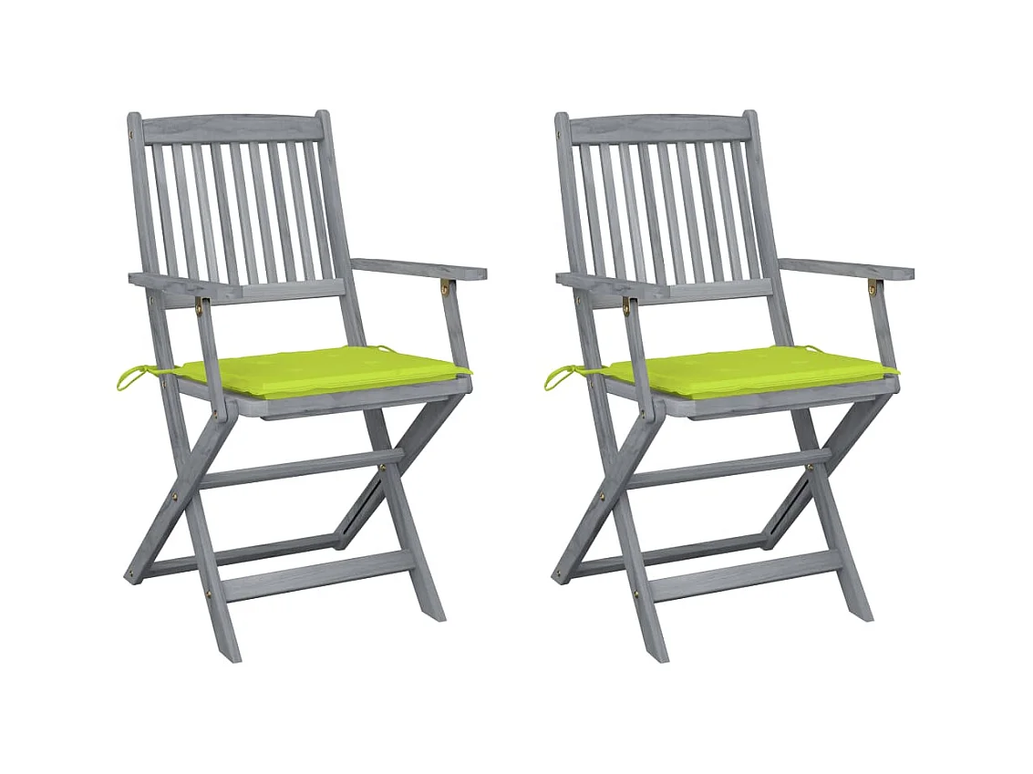 Klappbare Gartenstühle 2 Stk. mit Sitzkissen Massivholz Akazie