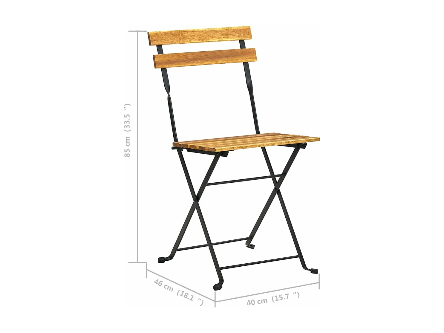 Chaises pliables de jardin lot de 2 Acier et Bois acacia solide