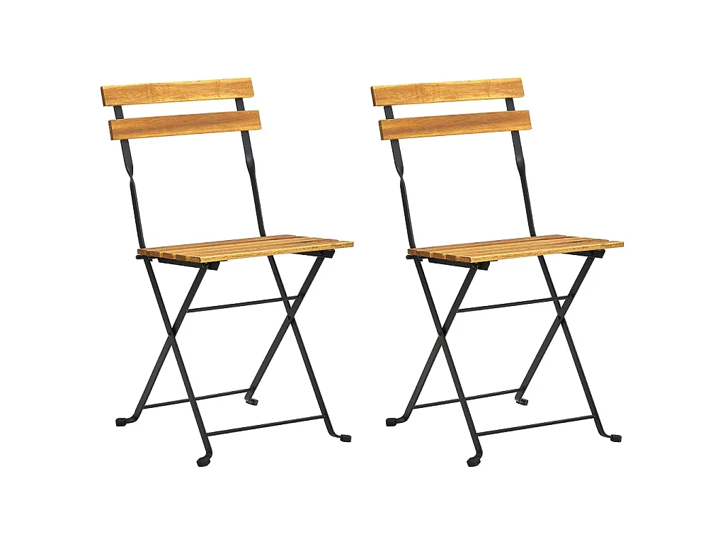 Chaises pliables de jardin lot de 2 Acier et Bois acacia solide
