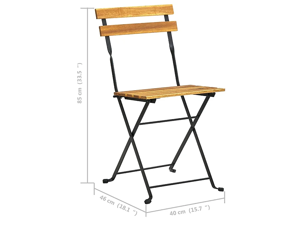 Chaises pliables de jardin lot de 2 Acier et Bois acacia solide