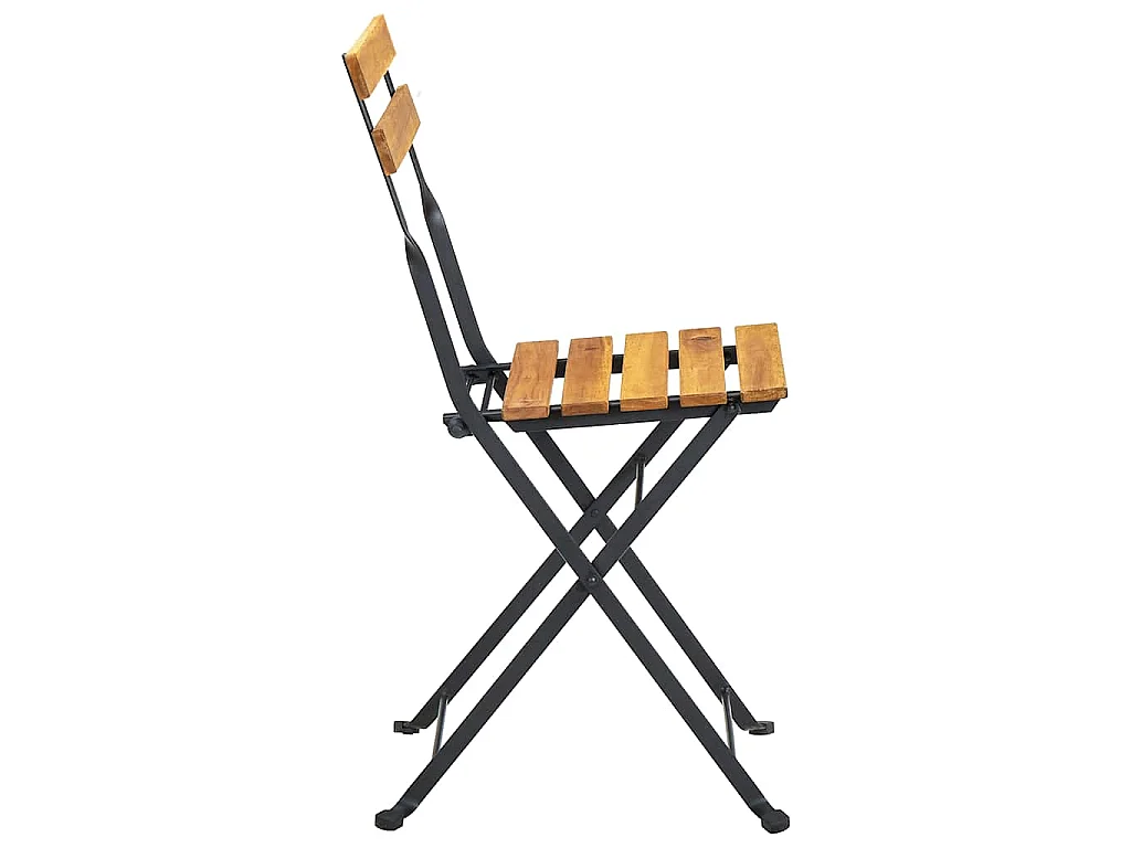 Chaises pliantes 2 pièces en acier et bois d'acacia massif