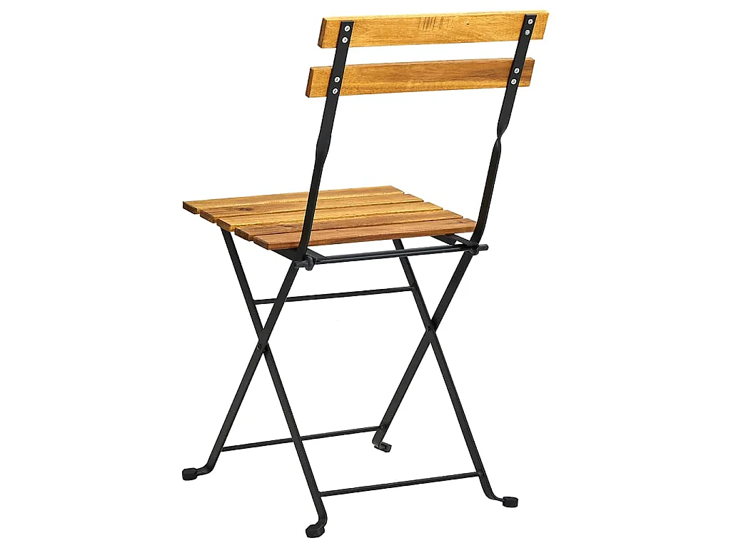 Chaises pliantes 2 pièces en acier et bois d'acacia massif