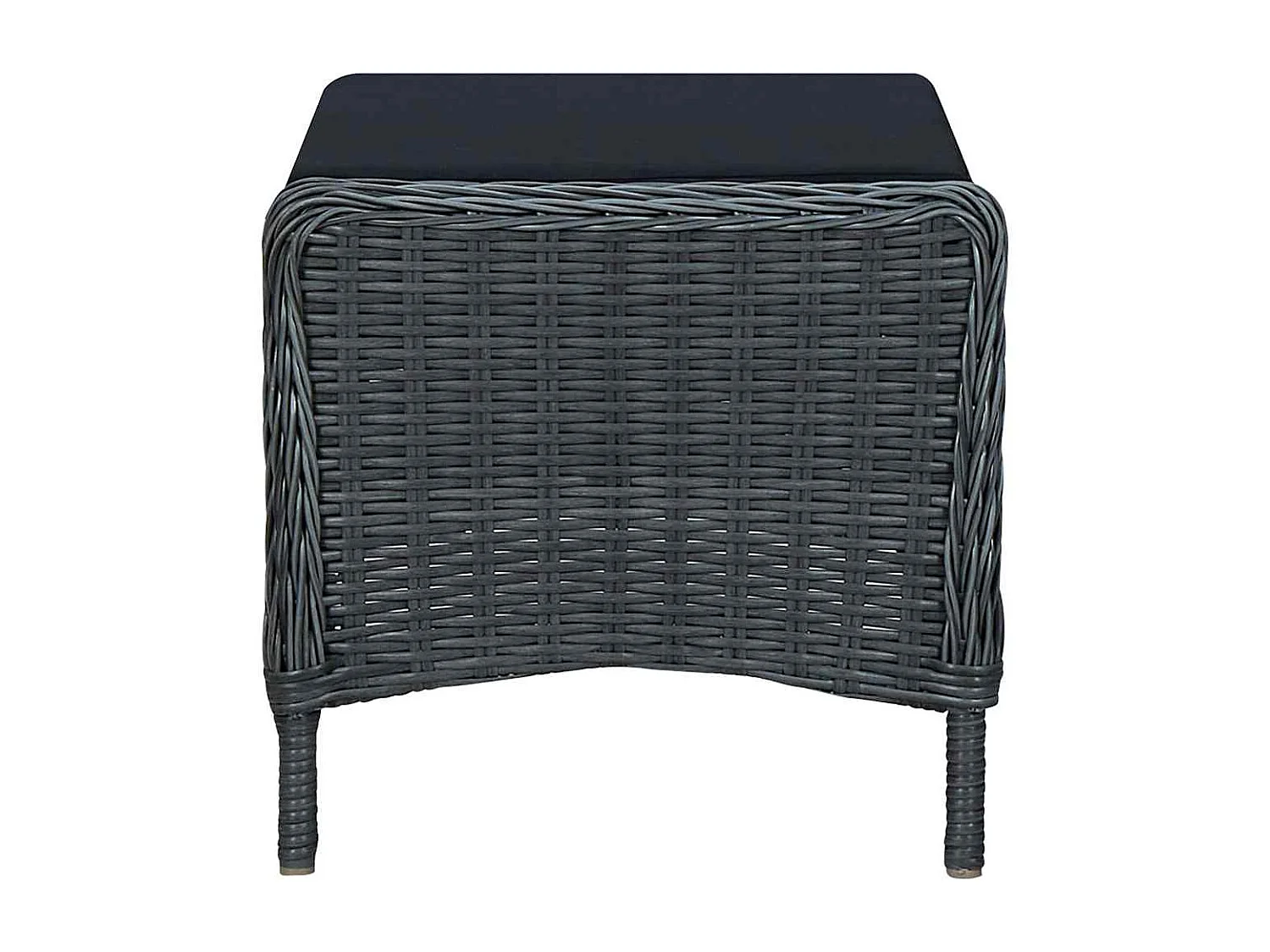 Chaise inclinable de jardin tabouret résine tressée gris foncé