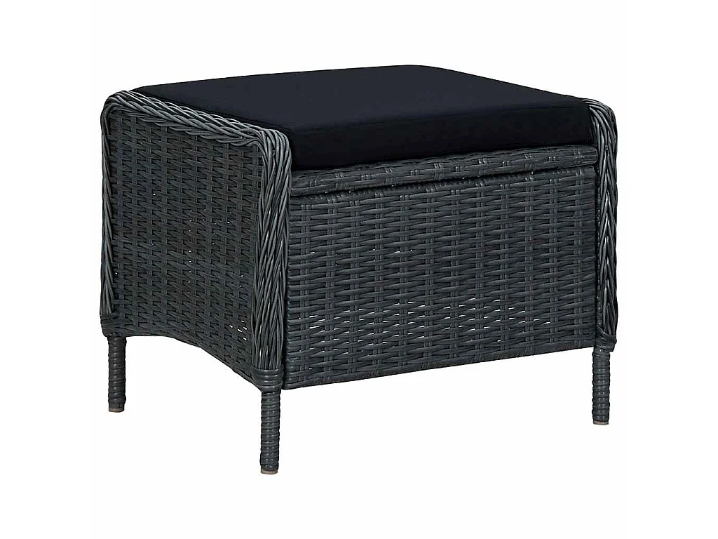 Gartensessel Verstellbar mit Fußhocker Poly-Rattan Dunkelgrau