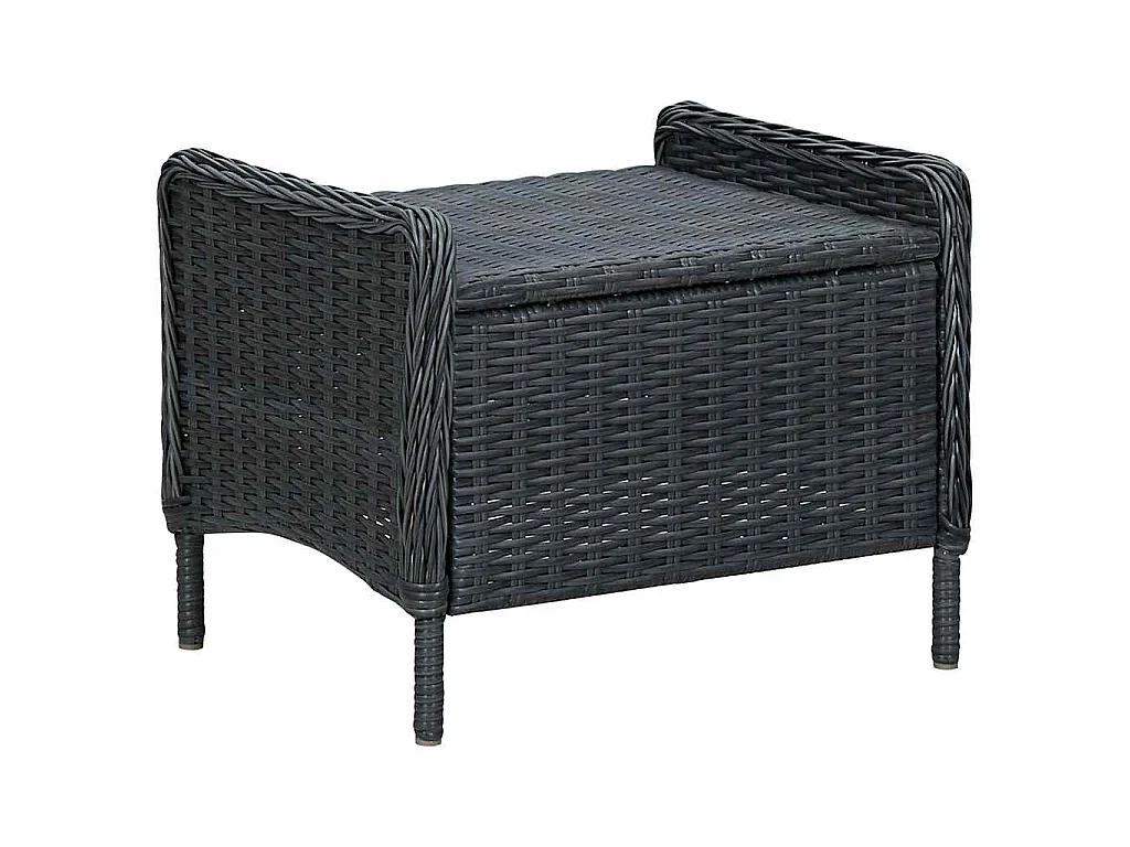 Gartensessel Verstellbar mit Fußhocker Poly-Rattan Dunkelgrau