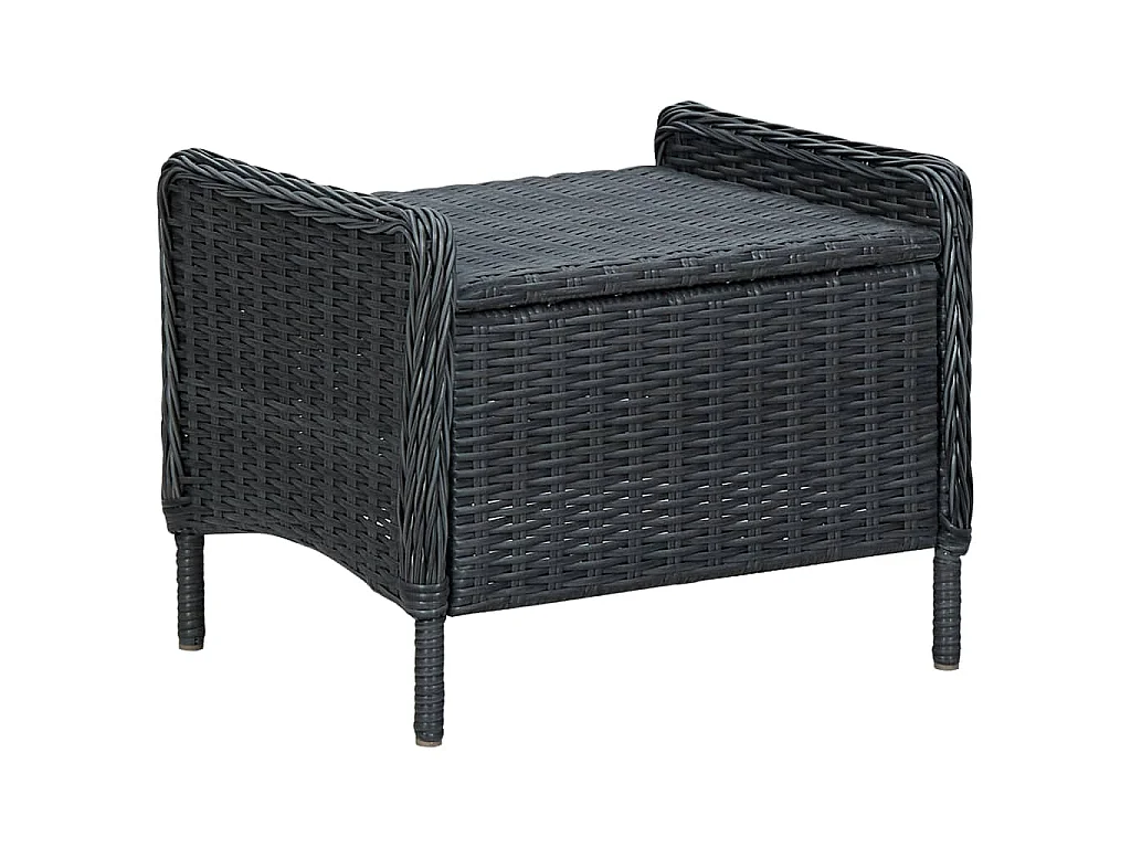 Gartensessel Verstellbar mit Fußhocker Poly-Rattan Dunkelgrau