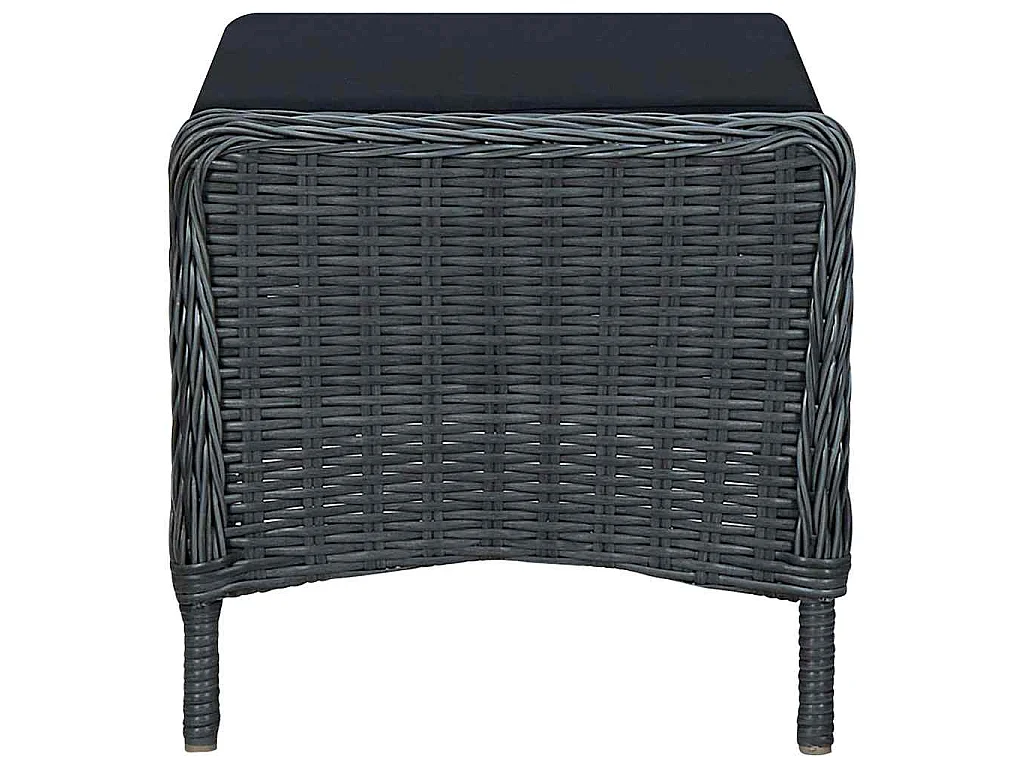Gartensessel Verstellbar mit Fußhocker Poly-Rattan Dunkelgrau