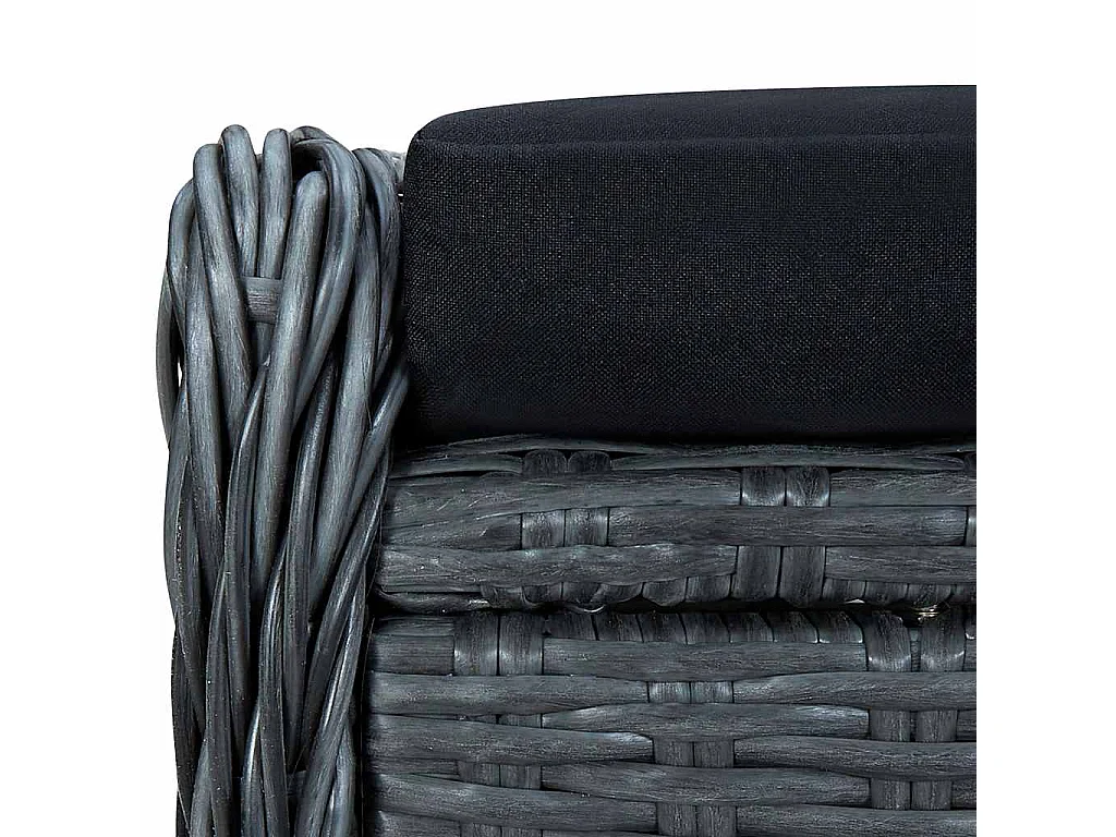 Gartensessel Verstellbar mit Fußhocker Poly-Rattan Dunkelgrau